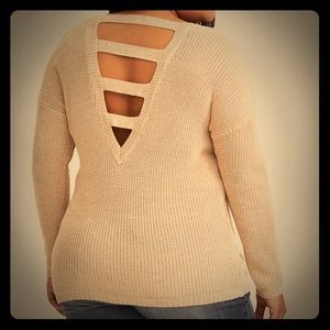 Ivory Ladder Cutout Knit Sweater